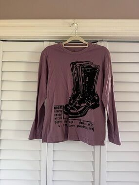 RARE Andy Warhol x Uniqlo Collab Graphic Boot Print Long Sleeve Tee Dusty Mauve